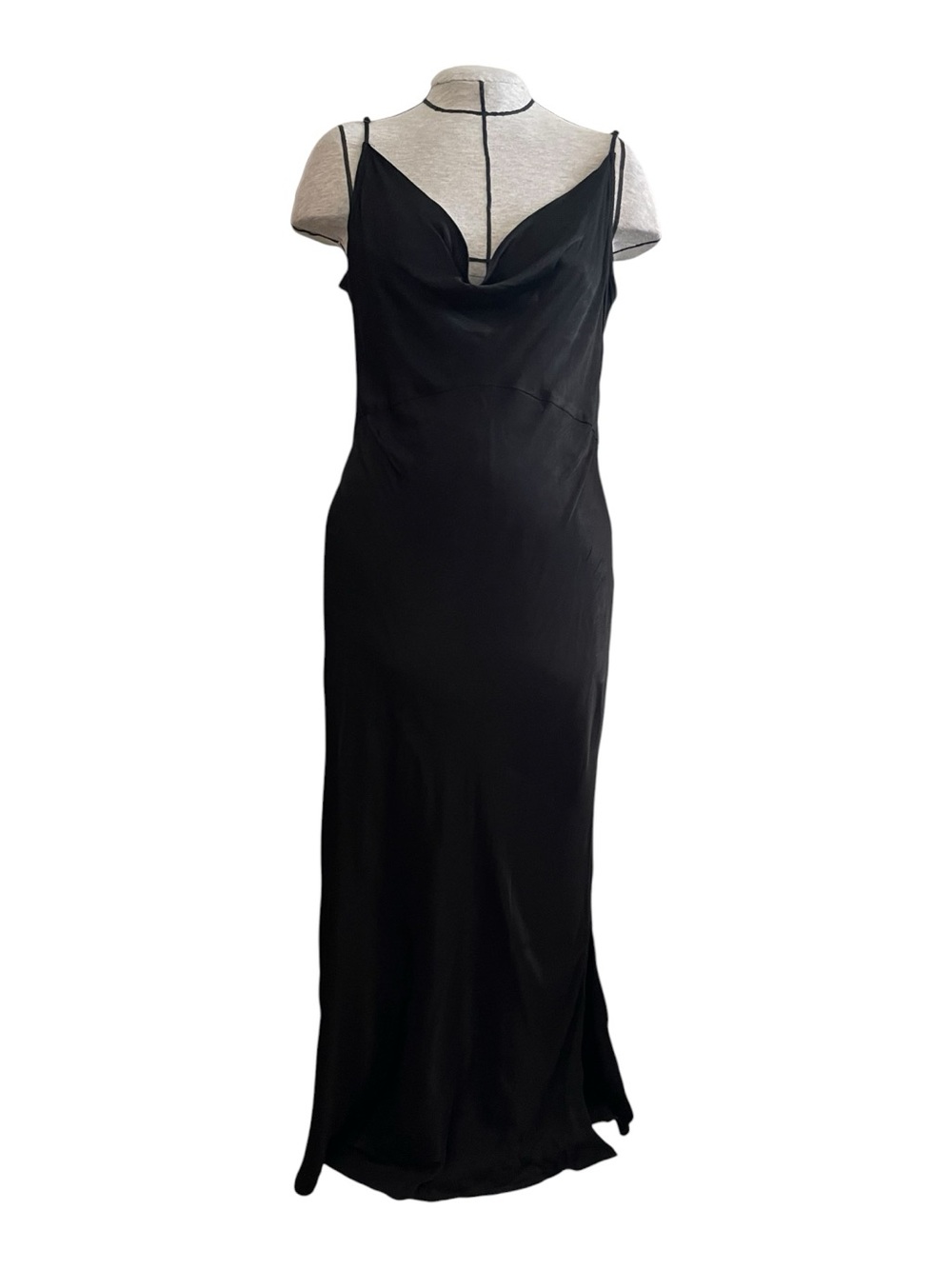 Anthropologie Black Cowl-Neck Slip Maxi Dress